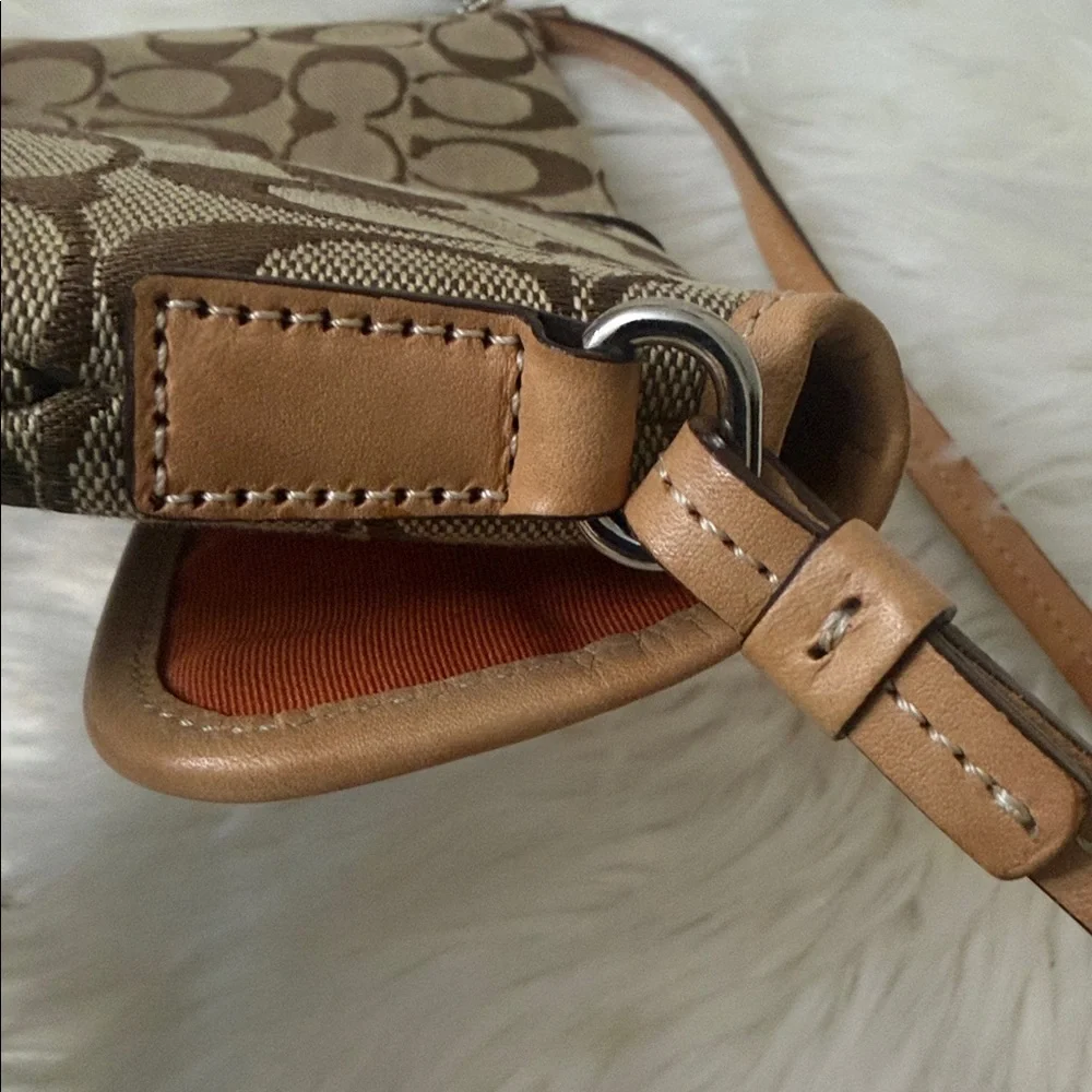 Coach Vintage Tan and Brown Signature Shoulder Bag # 6348